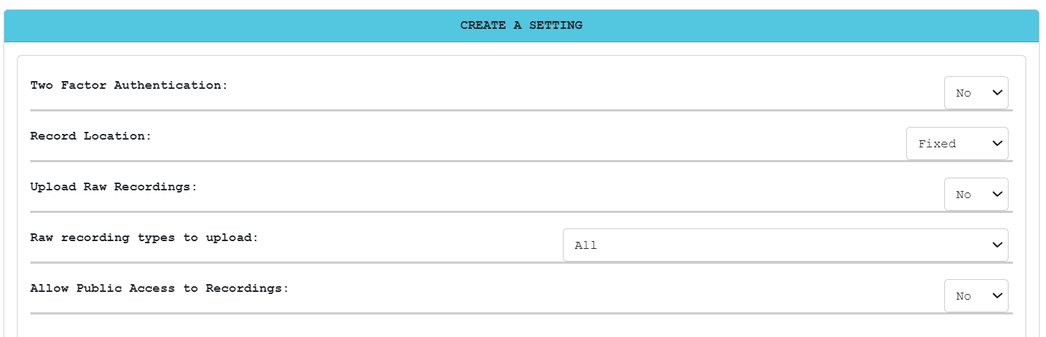 Record Location Settings Record Location Settings